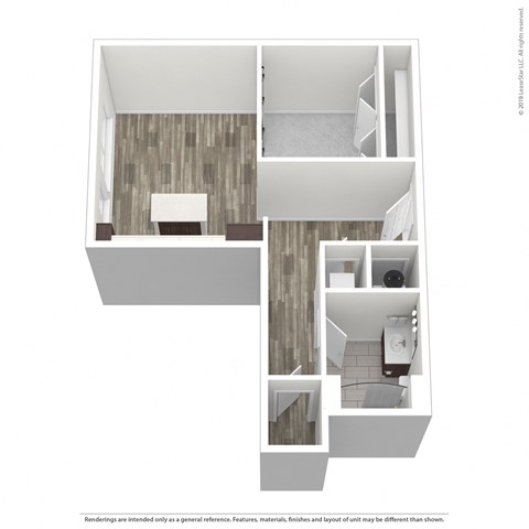 A diagram of a two-story apartment with a living room, kitchen, and bathroom.